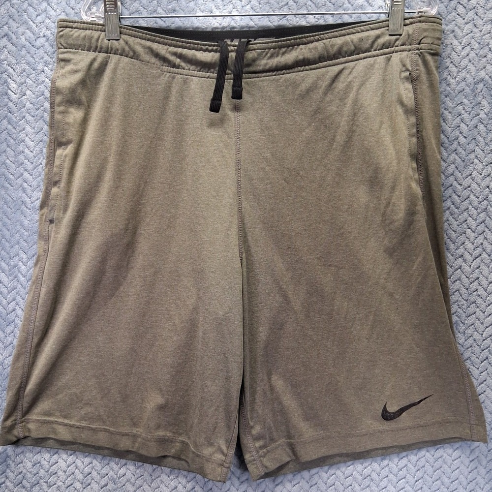 Nike Dri-FIT‎ Mens Athletic Shorts Medium Olive Green Heathered Drawstring Gym
